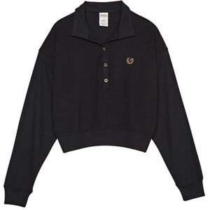 Black Cropped Polo Top